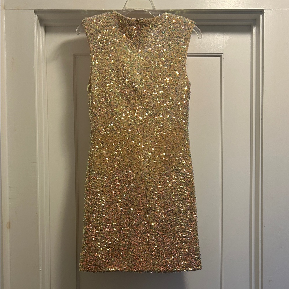 ASTR the Label Galaxy Gold Sequined Mini Dress - Large, NWOT - Picture 5 of 13